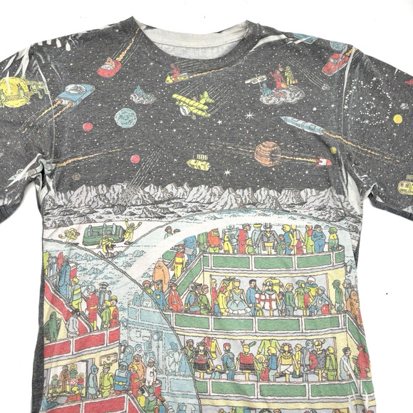 Vintage 90s Where's Waldo? Outer Space Short Sleeve T-shirt Unisex Small - Picture 2 of 10